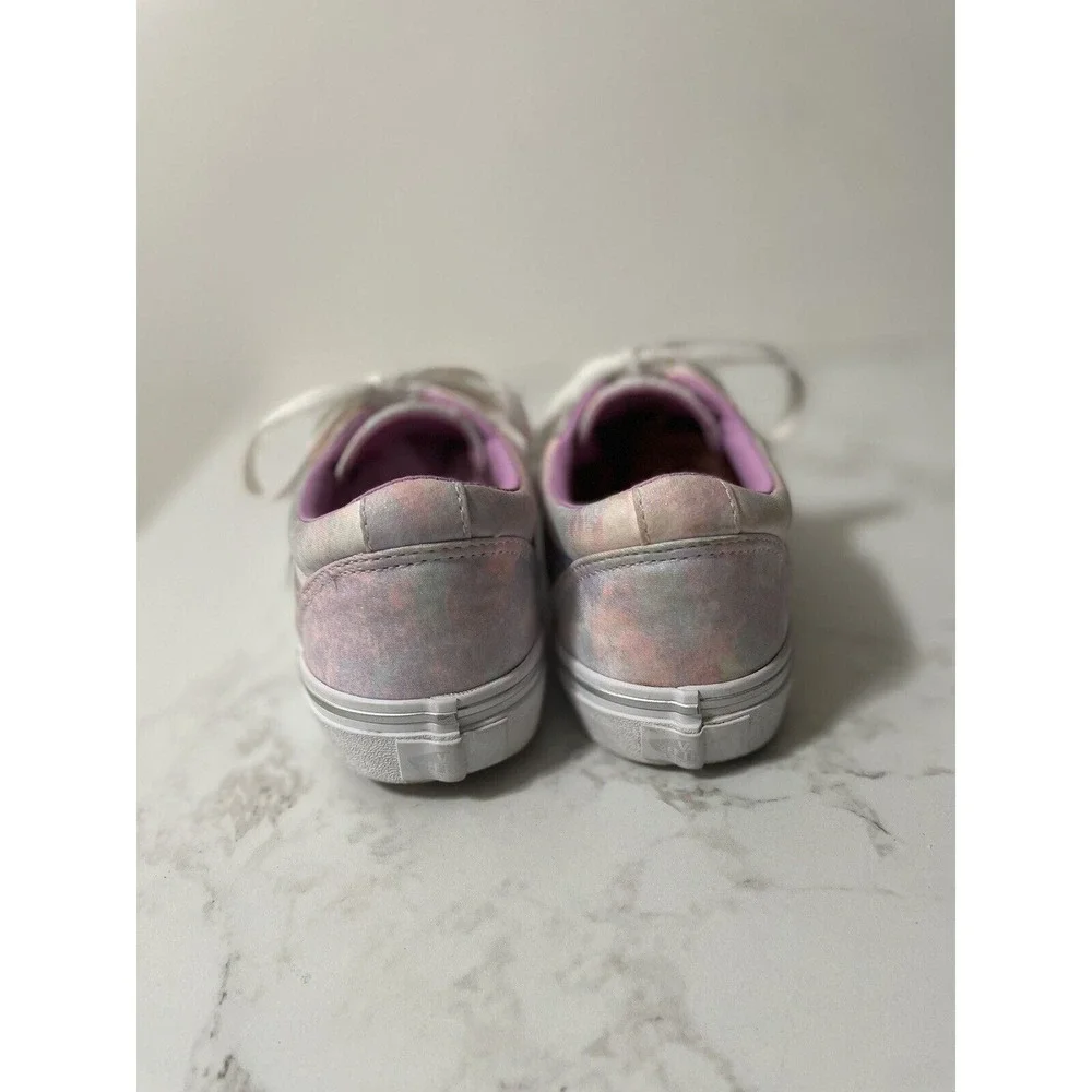 Vans Ward Low Top Sneakers Kids Size 4 Pink Tie Dye Canvas Lace Up Shoes Skate
